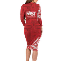 Samoa FAST Family Matching Long Sleeve Bodycon Dress and Hawaiian Shirt Samoan Motif Patterns - Polynesian Pride