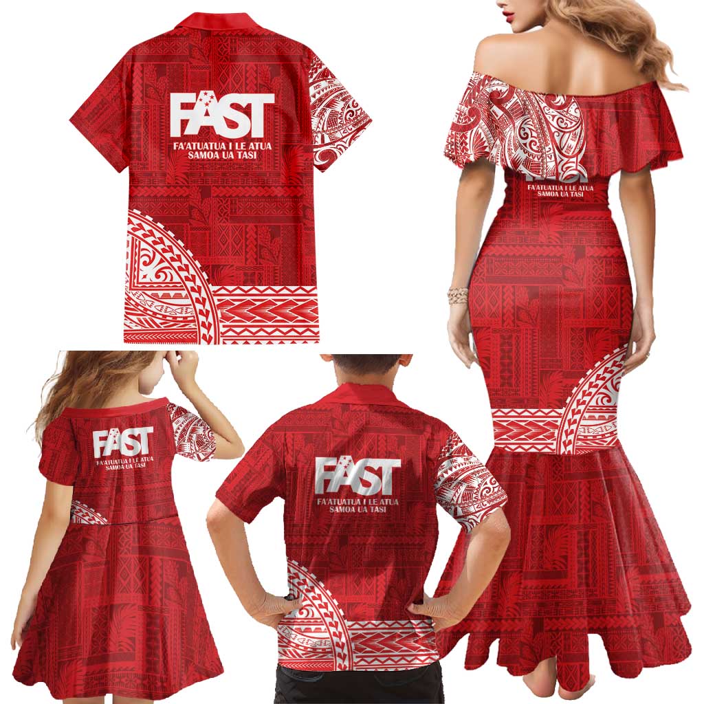 Samoa FAST Family Matching Mermaid Dress and Hawaiian Shirt Samoan Motif Patterns - Polynesian Pride