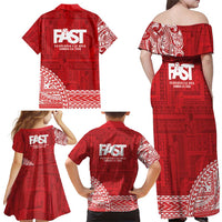 Samoa FAST Family Matching Off Shoulder Maxi Dress and Hawaiian Shirt Samoan Motif Patterns - Polynesian Pride