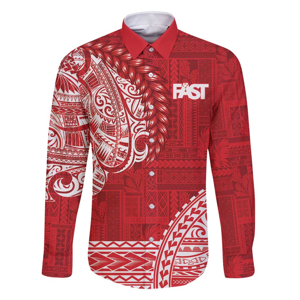 Samoa FAST Family Matching Off Shoulder Short Dress and Hawaiian Shirt Samoan Motif Patterns - Polynesian Pride