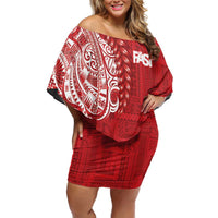 Samoa FAST Family Matching Off Shoulder Short Dress and Hawaiian Shirt Samoan Motif Patterns - Polynesian Pride