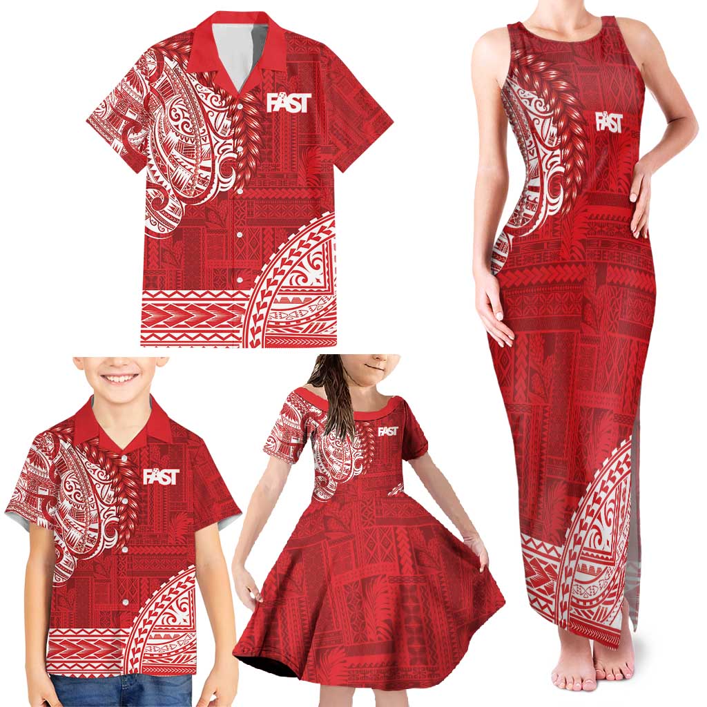 Samoa FAST Family Matching Tank Maxi Dress and Hawaiian Shirt Samoan Motif Patterns - Polynesian Pride