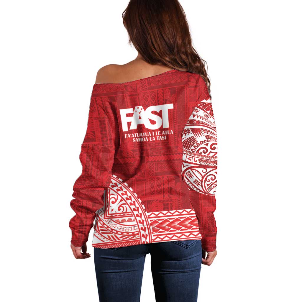 Samoa FAST Off Shoulder Sweater Samoan Motif Patterns - Polynesian Pride
