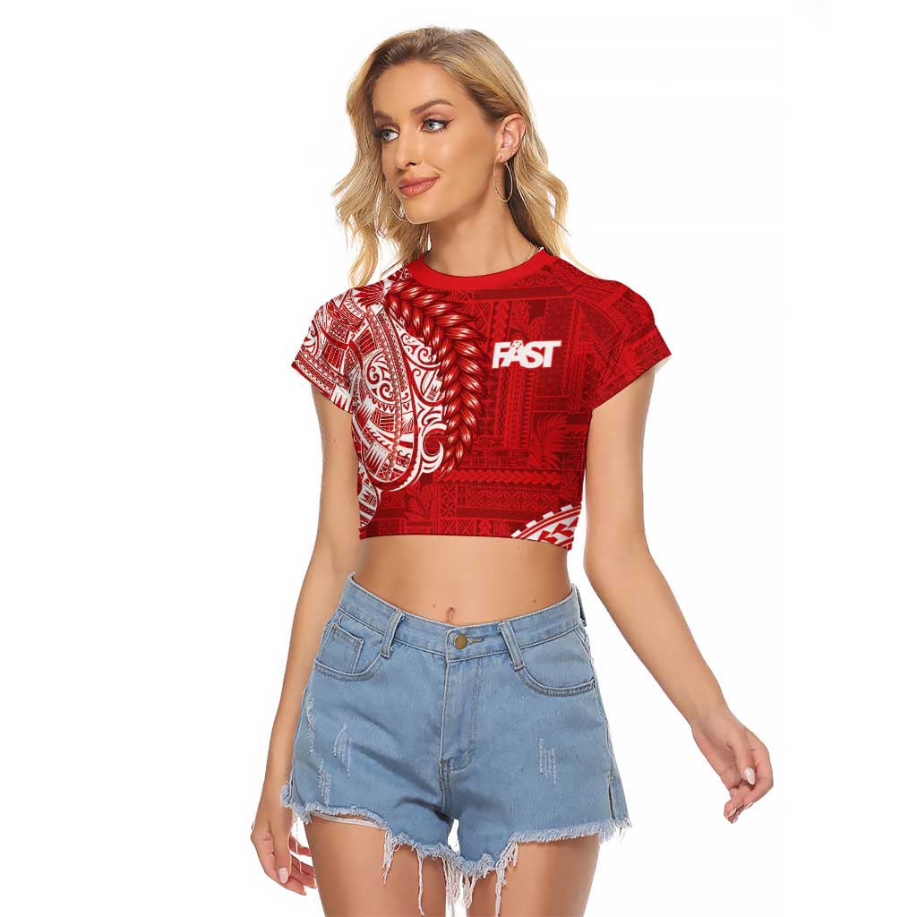 Samoa FAST Raglan Cropped T Shirt Samoan Motif Patterns - Polynesian Pride