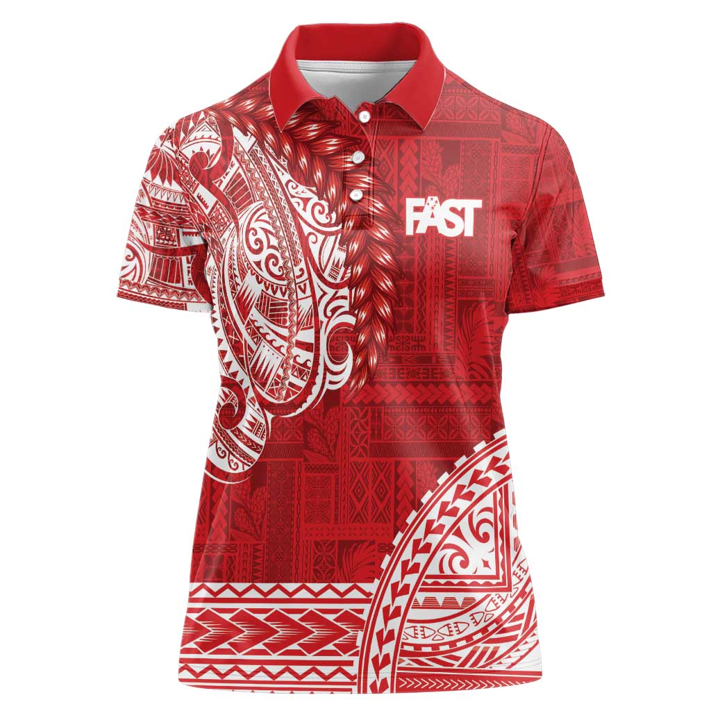 Samoa FAST Women Polo Shirt Samoan Motif Patterns - Polynesian Pride