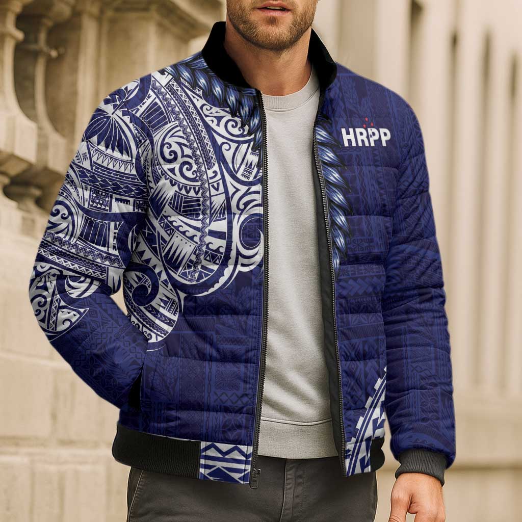 Samoa HRPP Bomber Puffer Jacket Samoan Motif Patterns - Polynesian Pride