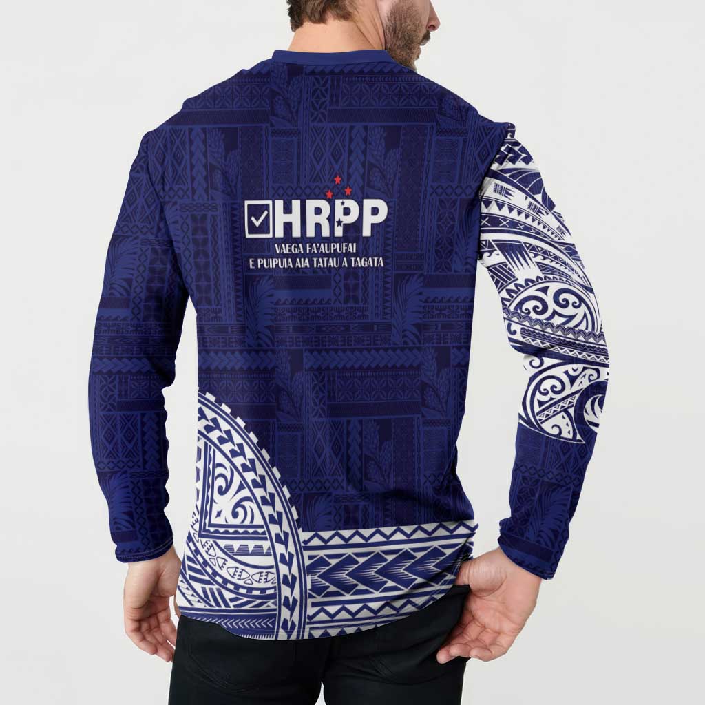 Samoa HRPP Button Sweatshirt Samoan Motif Patterns - Polynesian Pride