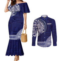 Samoa HRPP Couples Matching Mermaid Dress and Long Sleeve Button Shirt Samoan Motif Patterns - Polynesian Pride