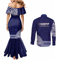 Samoa HRPP Couples Matching Mermaid Dress and Long Sleeve Button Shirt Samoan Motif Patterns - Polynesian Pride