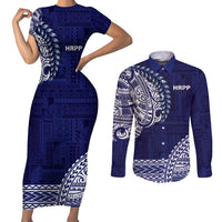 Samoa HRPP Couples Matching Short Sleeve Bodycon Dress and Long Sleeve Button Shirt Samoan Motif Patterns - Polynesian Pride