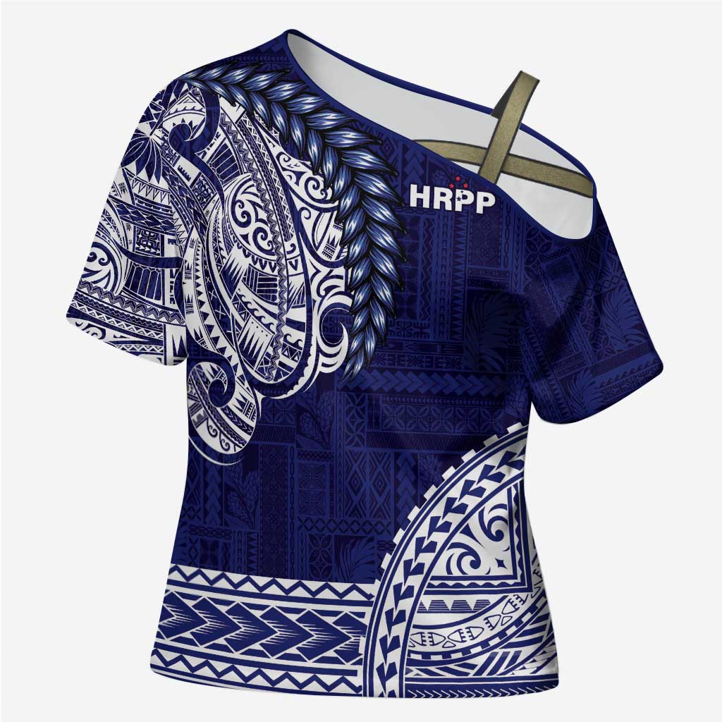 Samoa HRPP Cross Shoulder Shirt Samoan Motif Patterns - Polynesian Pride