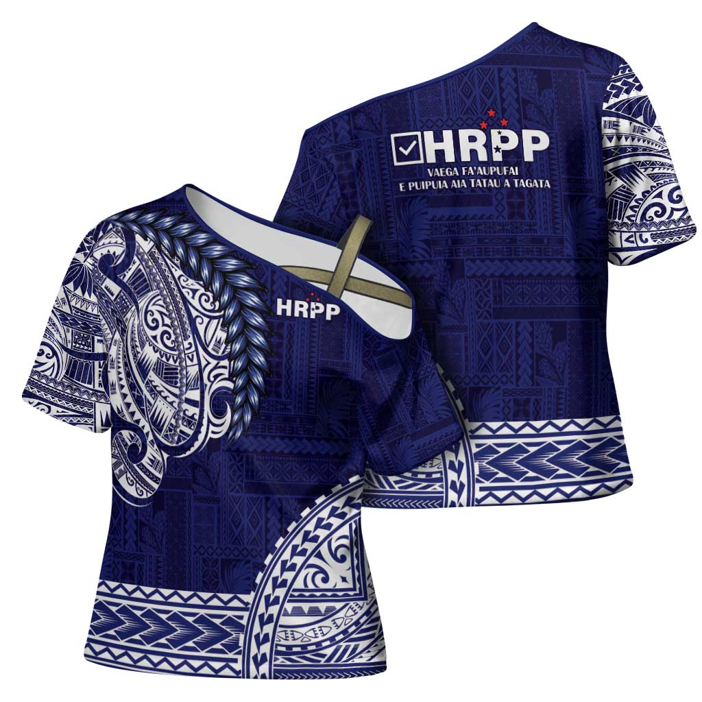 Samoa HRPP Cross Shoulder Shirt Samoan Motif Patterns - Polynesian Pride