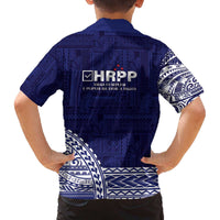 Samoa HRPP Family Matching Off The Shoulder Long Sleeve Dress and Hawaiian Shirt Samoan Motif Patterns - Polynesian Pride