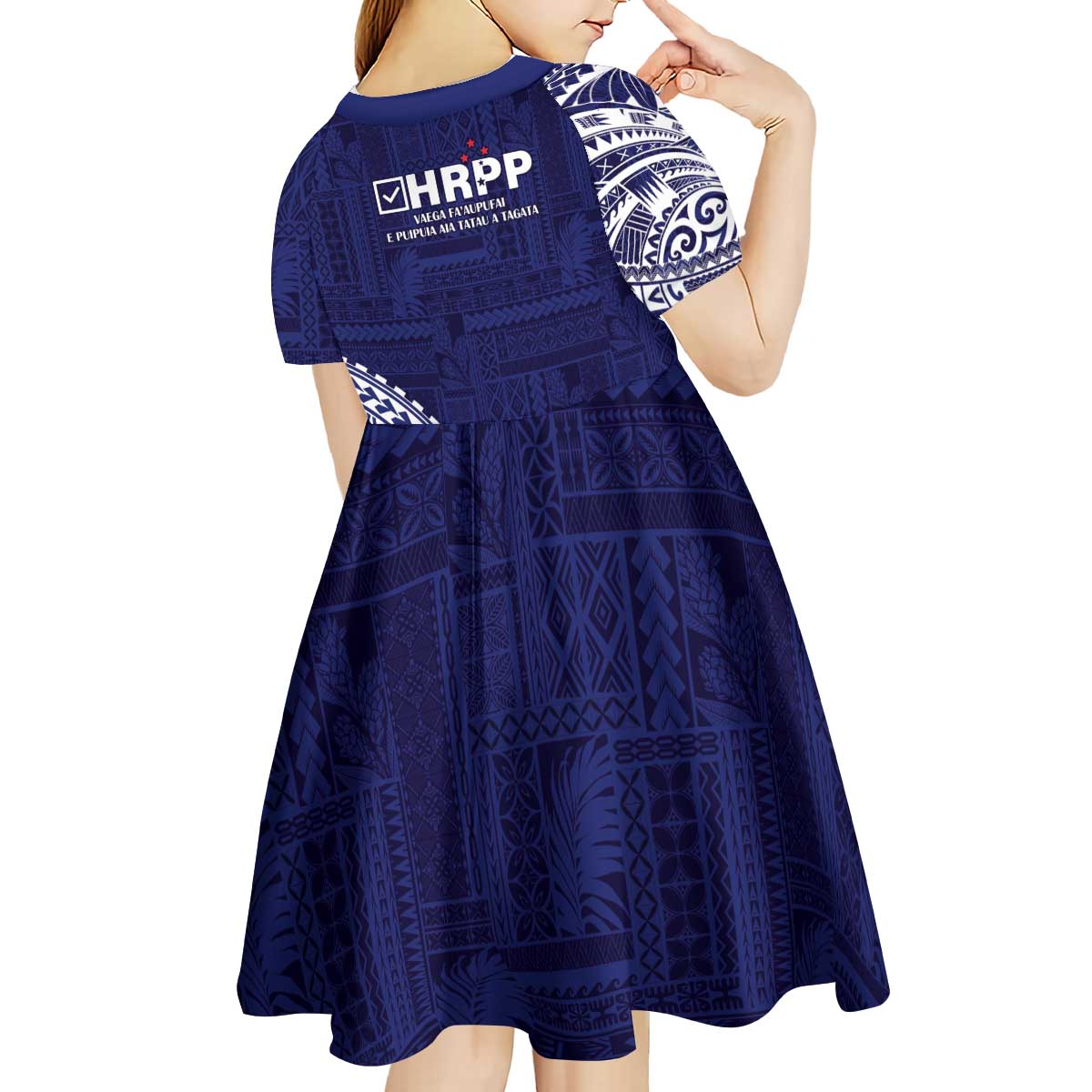 Samoa HRPP Kid Short Sleeve Dress Samoan Motif Patterns - Polynesian Pride