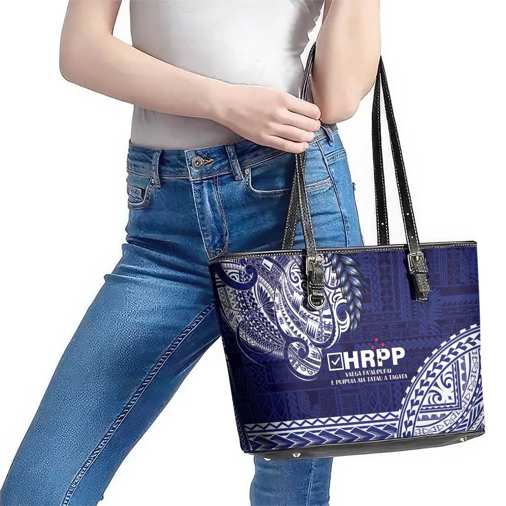 Samoa HRPP Leather Tote Bag Samoan Motif Patterns - Polynesian Pride
