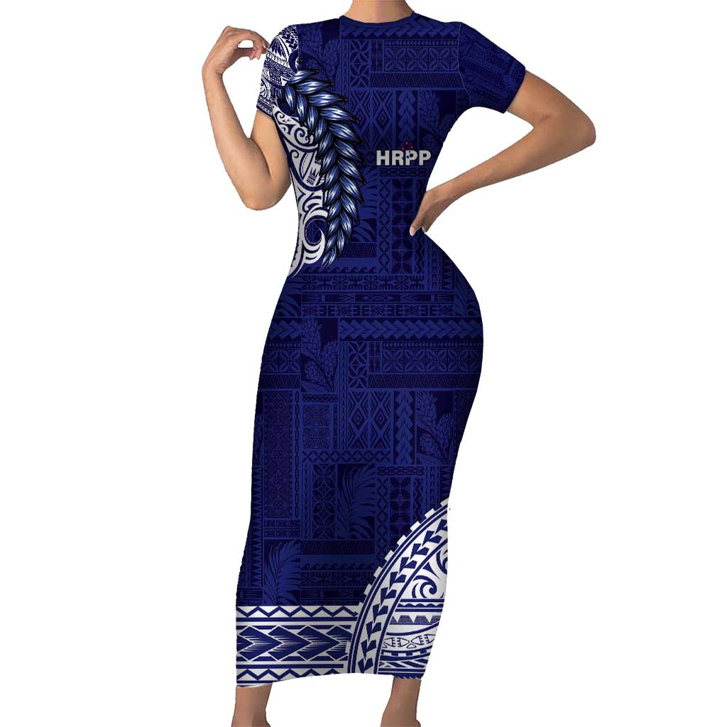 Samoa HRPP Short Sleeve Bodycon Dress Samoan Motif Patterns - Polynesian Pride