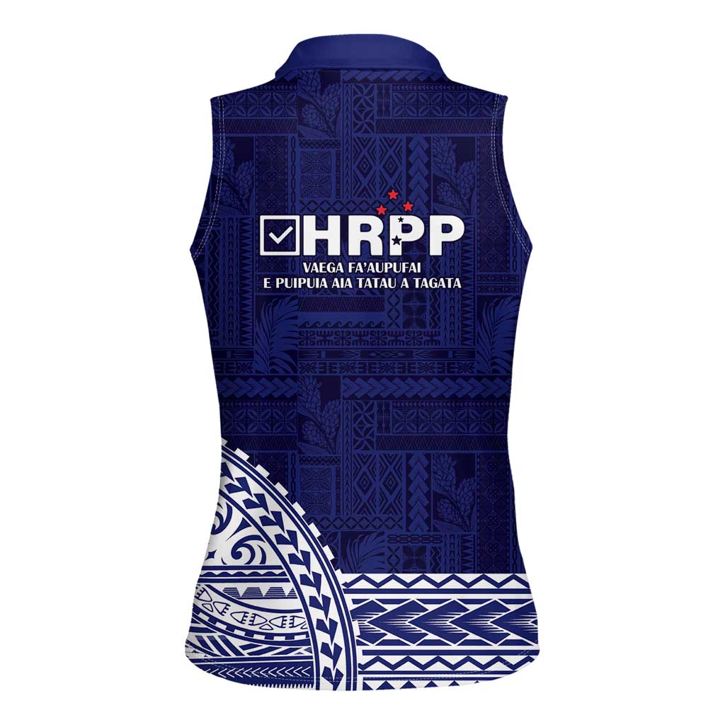 Samoa HRPP Women Sleeveless Polo Shirt Samoan Motif Patterns - Polynesian Pride