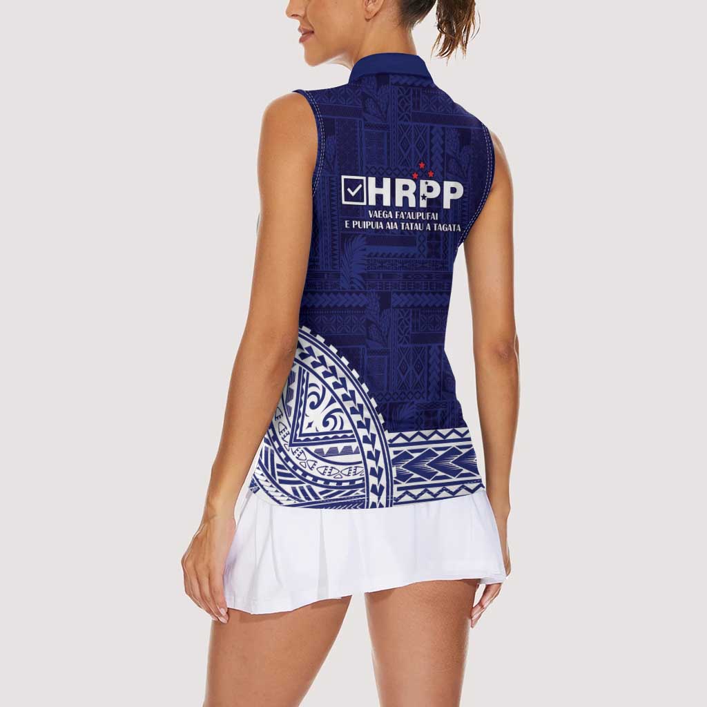 Samoa HRPP Women Sleeveless Polo Shirt Samoan Motif Patterns - Polynesian Pride