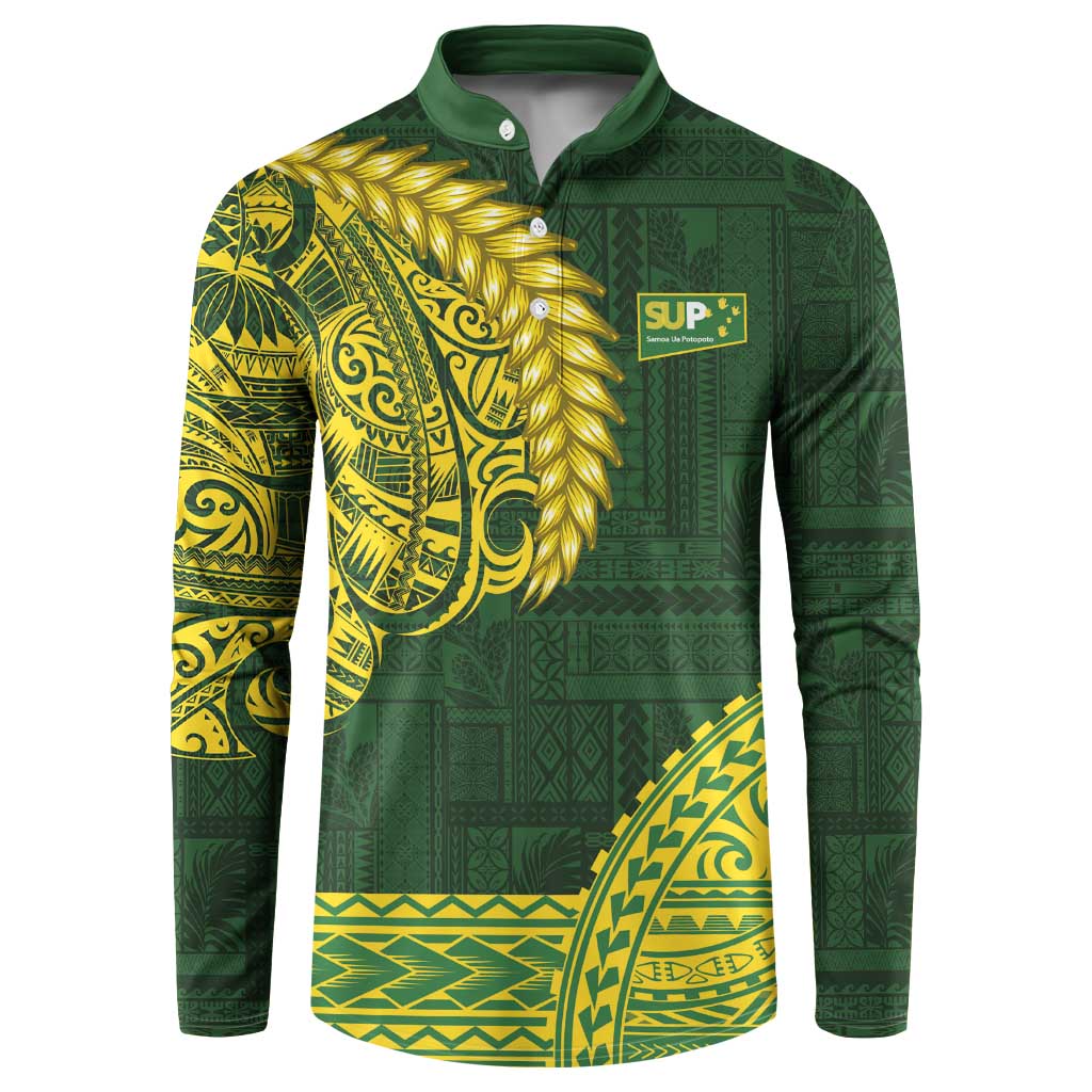 Samoa SUP Button Sweatshirt Samoan Motif Patterns - Polynesian Pride