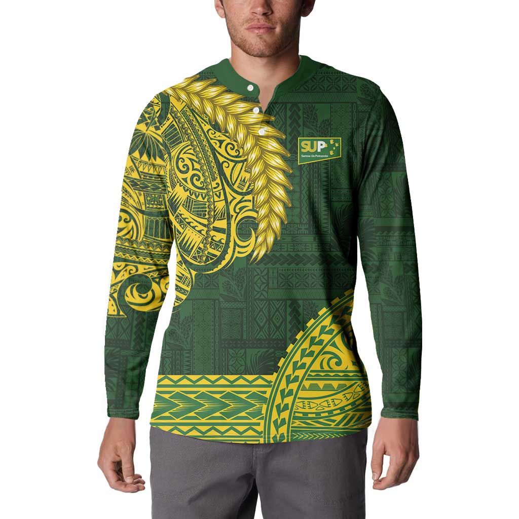 Samoa SUP Button Sweatshirt Samoan Motif Patterns - Polynesian Pride