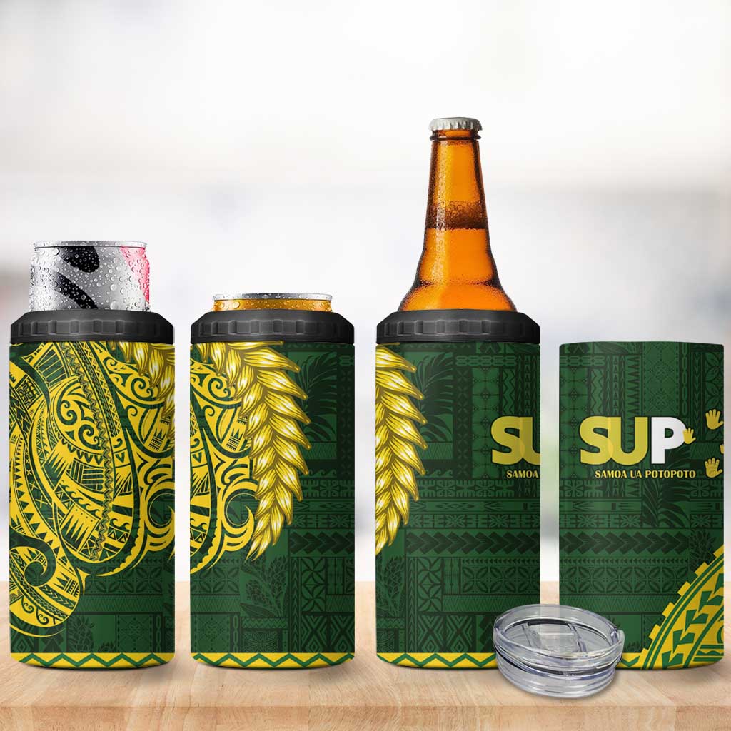 Samoa SUP 4 in 1 Can Cooler Tumbler Samoan Motif Patterns - Polynesian Pride