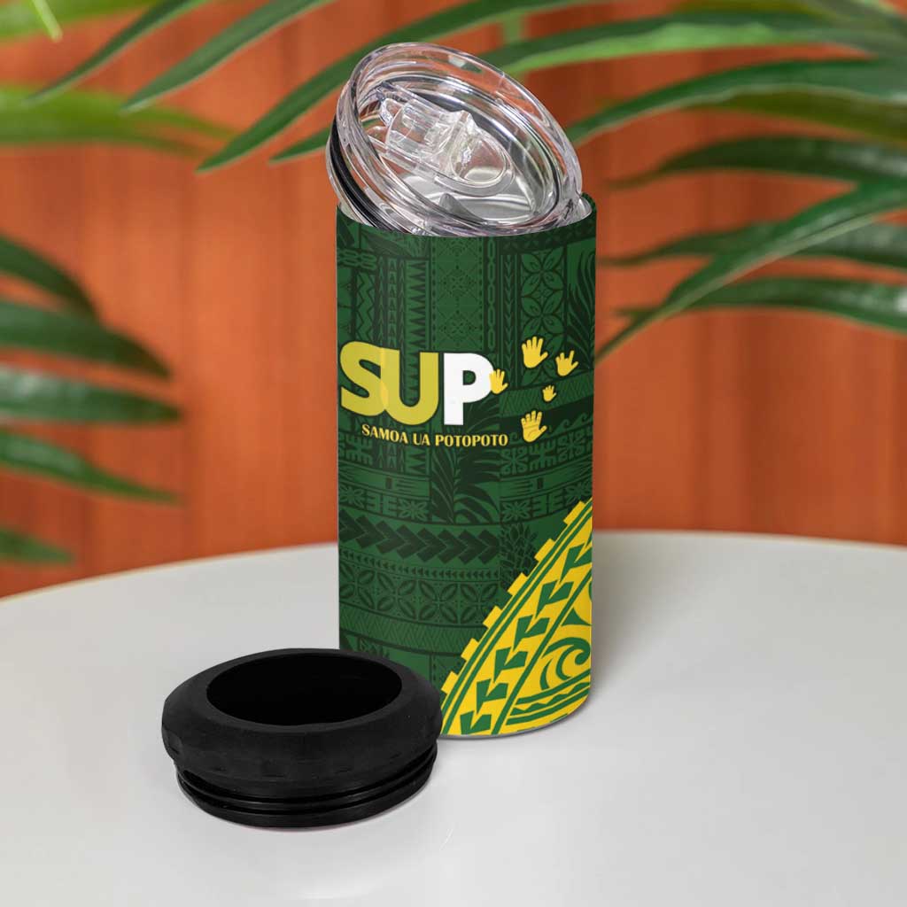 Samoa SUP 4 in 1 Can Cooler Tumbler Samoan Motif Patterns - Polynesian Pride