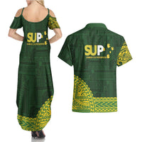 Samoa SUP Couples Matching Summer Maxi Dress and Hawaiian Shirt Samoan Motif Patterns - Polynesian Pride