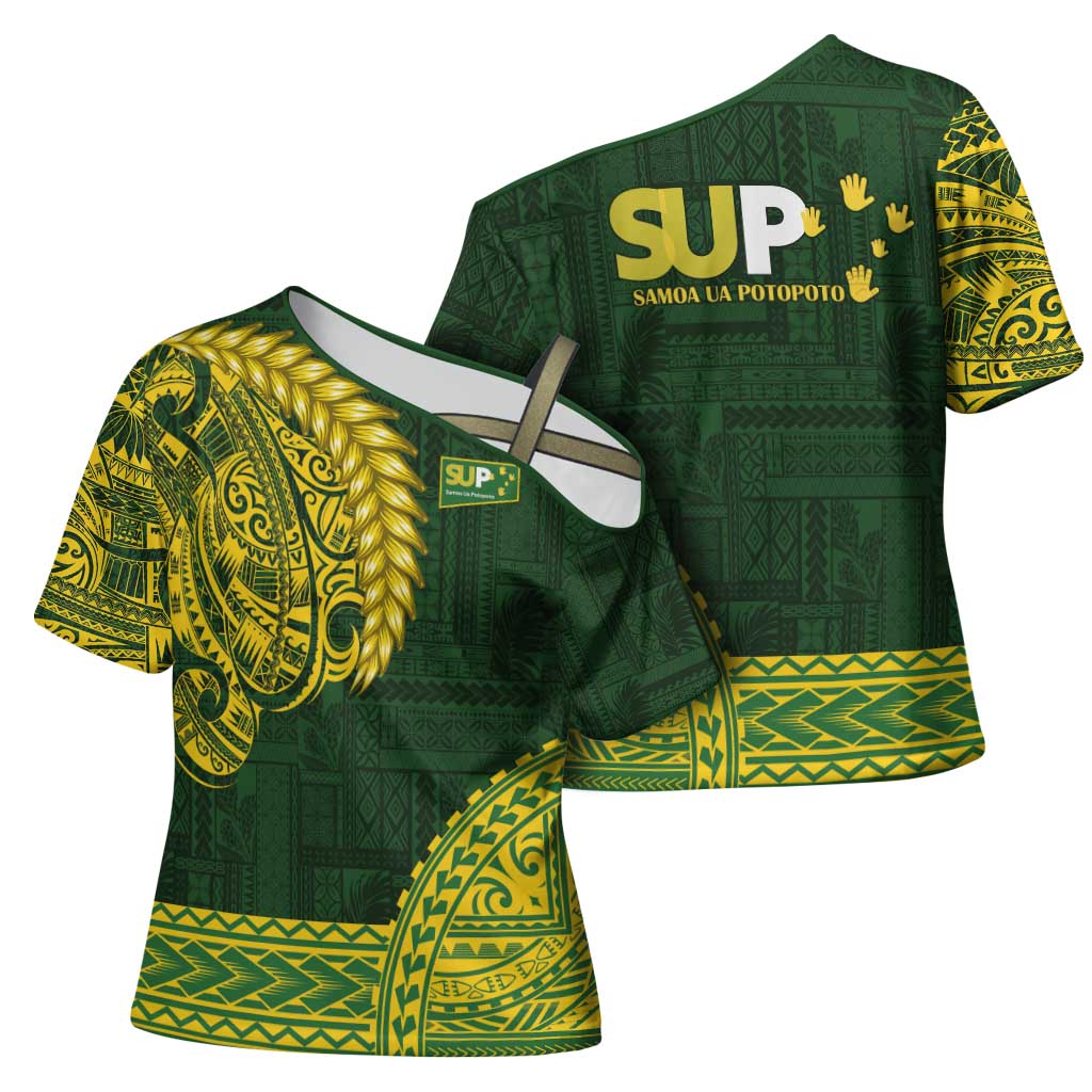 Samoa SUP Cross Shoulder Shirt Samoan Motif Patterns - Polynesian Pride