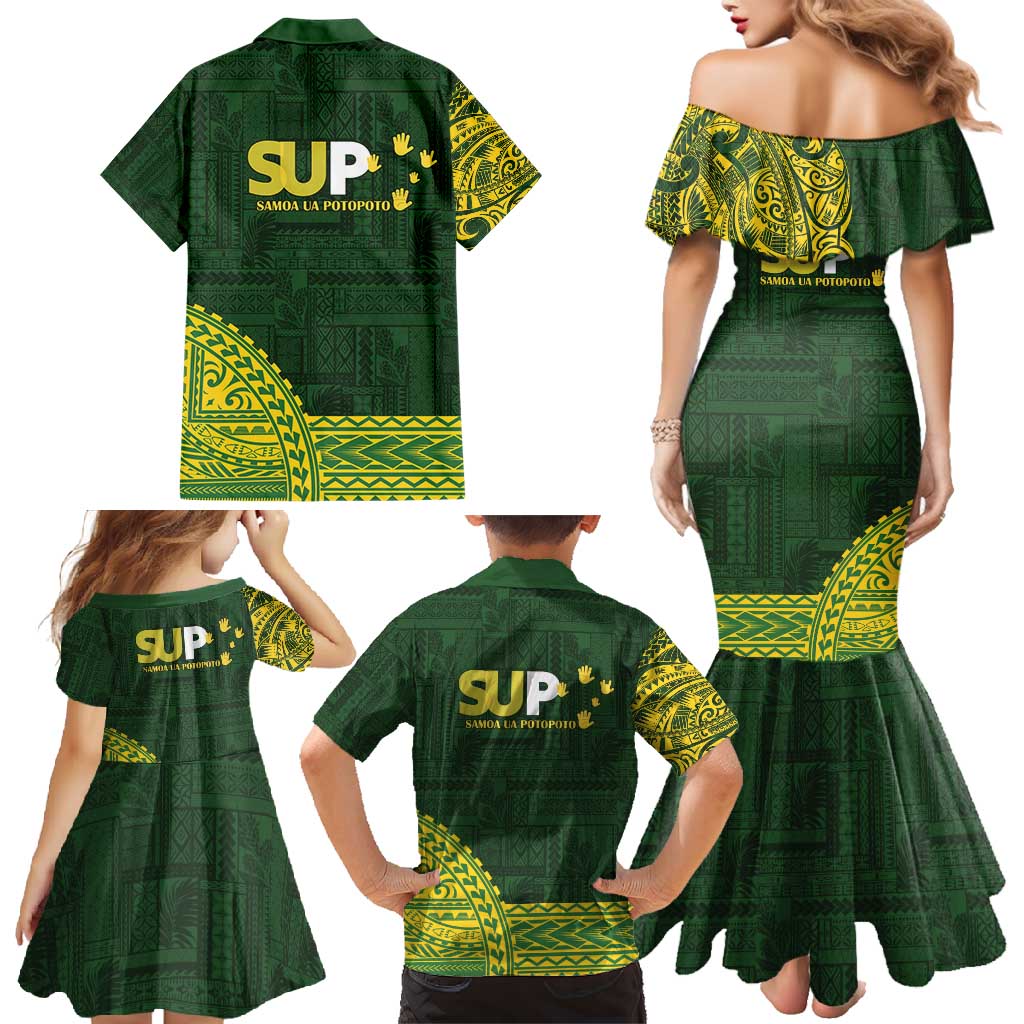 Samoa SUP Family Matching Mermaid Dress and Hawaiian Shirt Samoan Motif Patterns - Polynesian Pride