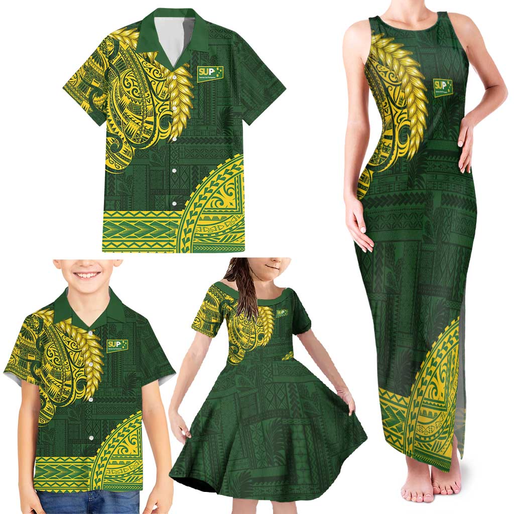 Samoa SUP Family Matching Tank Maxi Dress and Hawaiian Shirt Samoan Motif Patterns - Polynesian Pride