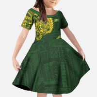 Samoa SUP Kid Short Sleeve Dress Samoan Motif Patterns - Polynesian Pride
