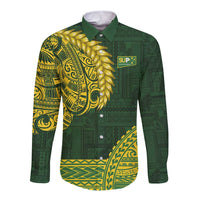 Samoa SUP Long Sleeve Button Shirt Samoan Motif Patterns - Polynesian Pride