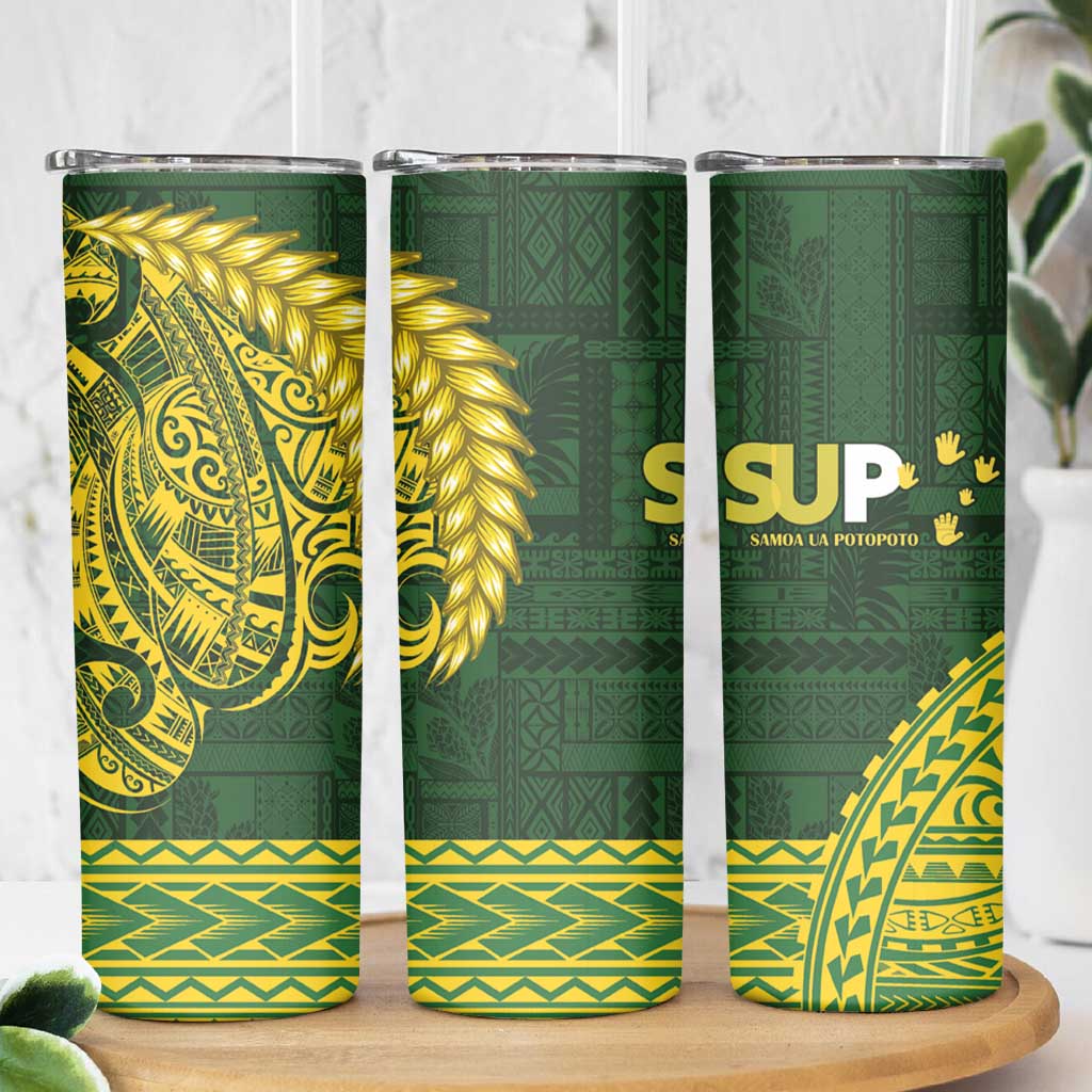 Samoa SUP Skinny Tumbler Samoan Motif Patterns - Polynesian Pride