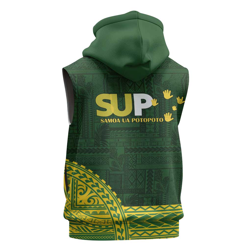 Samoa SUP Sleeveless Zip Hoodie Samoan Motif Patterns - Polynesian Pride