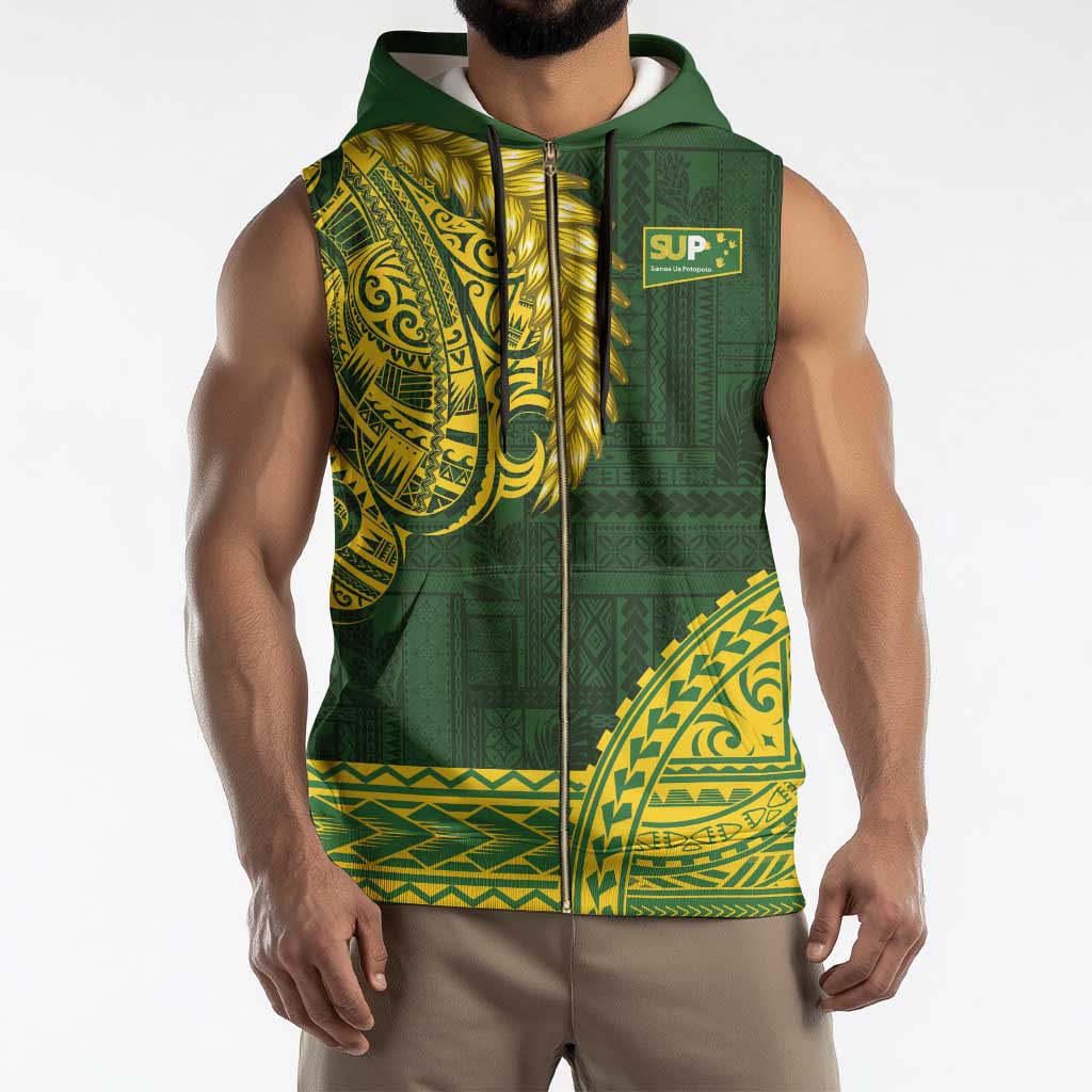 Samoa SUP Sleeveless Zip Hoodie Samoan Motif Patterns - Polynesian Pride