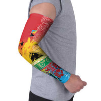 Personalised Torba PNG Day Arm Sleeves Oro Tapa Pattern - Polynesian Pride