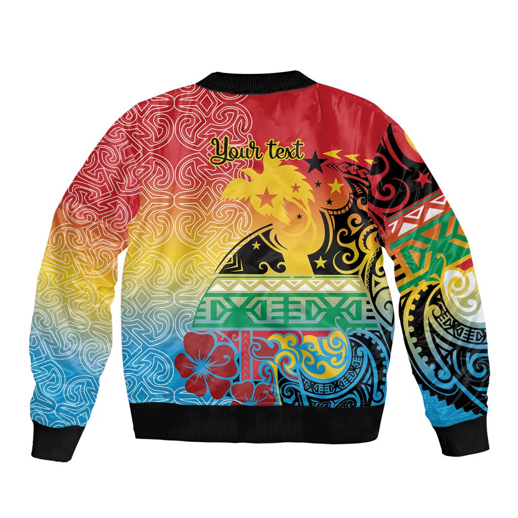 Personalised Torba PNG Day Bomber Jacket Oro Tapa Pattern - Polynesian Pride