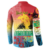 Personalised Torba PNG Day Button Sweatshirt Oro Tapa Pattern - Polynesian Pride