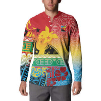 Personalised Torba PNG Day Button Sweatshirt Oro Tapa Pattern - Polynesian Pride