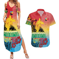 Personalised Torba PNG Day Couples Matching Summer Maxi Dress and Hawaiian Shirt Oro Tapa Pattern - Polynesian Pride