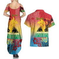 Personalised Torba PNG Day Couples Matching Summer Maxi Dress and Hawaiian Shirt Oro Tapa Pattern - Polynesian Pride