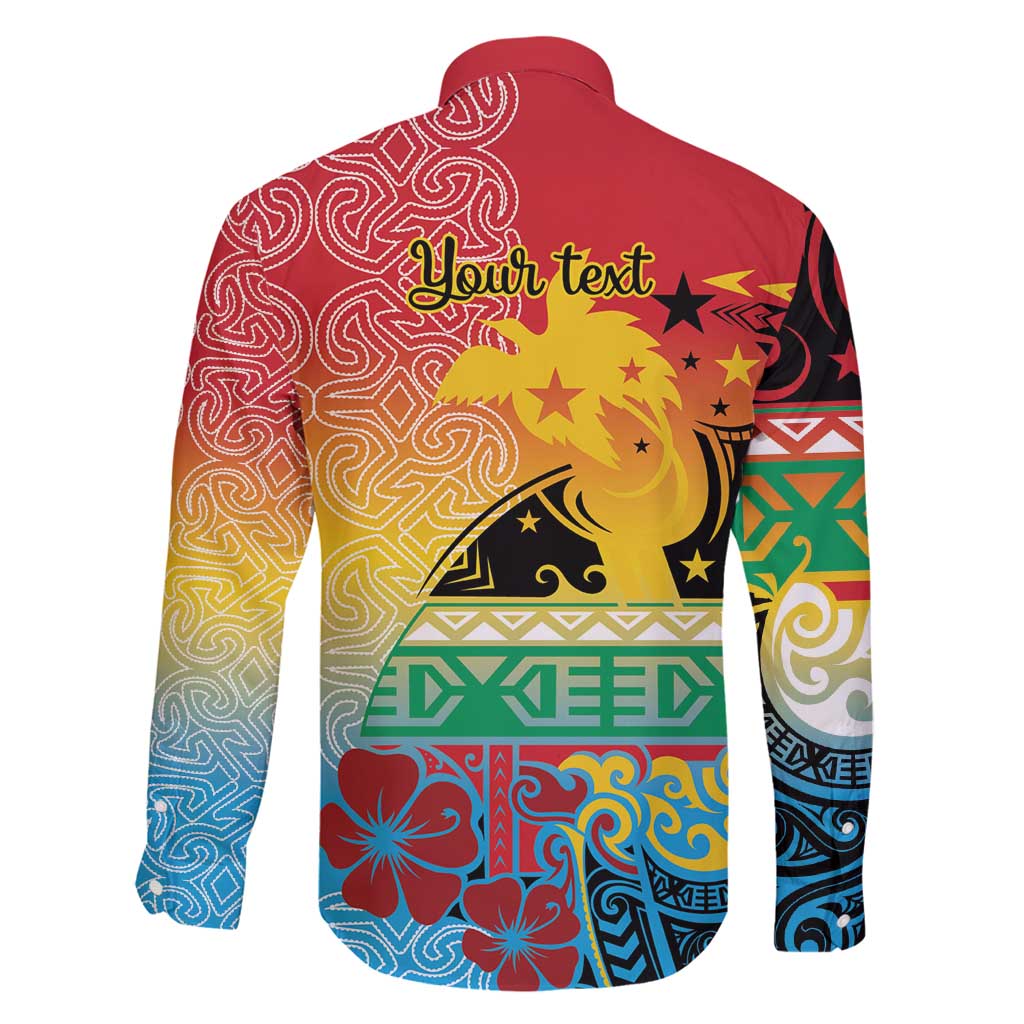 Personalised Torba PNG Day Family Matching Long Sleeve Bodycon Dress and Hawaiian Shirt Oro Tapa Pattern - Polynesian Pride