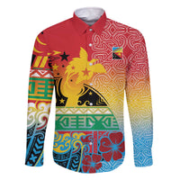 Personalised Torba PNG Day Family Matching Off The Shoulder Long Sleeve Dress and Hawaiian Shirt Oro Tapa Pattern - Polynesian Pride