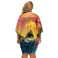 Personalised Torba PNG Day Family Matching Off Shoulder Short Dress and Hawaiian Shirt Oro Tapa Pattern - Polynesian Pride