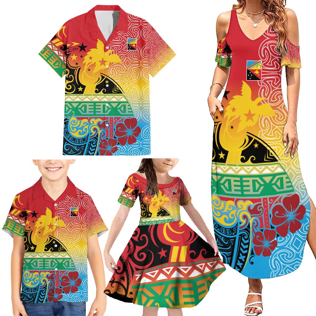 Personalised Torba PNG Day Family Matching Summer Maxi Dress and Hawaiian Shirt Oro Tapa Pattern - Polynesian Pride