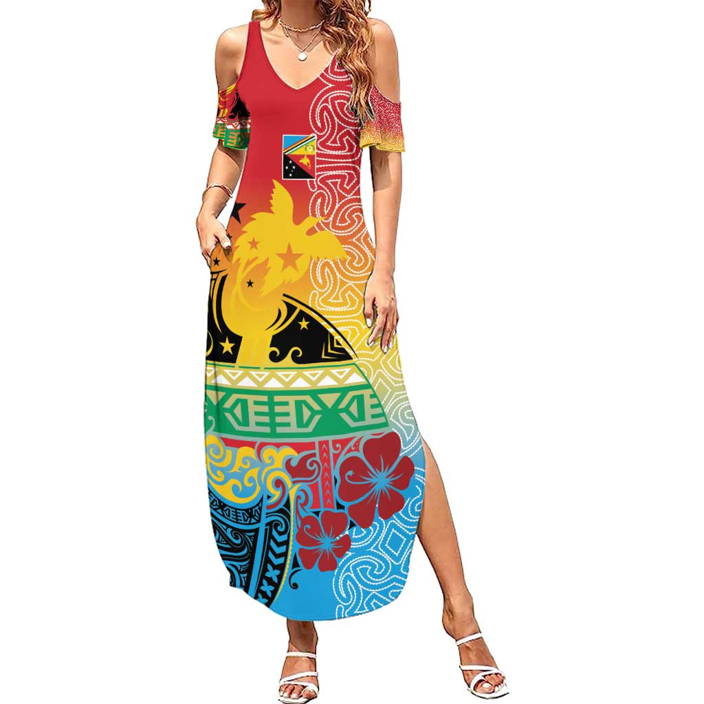 Personalised Torba PNG Day Family Matching Summer Maxi Dress and Hawaiian Shirt Oro Tapa Pattern - Polynesian Pride