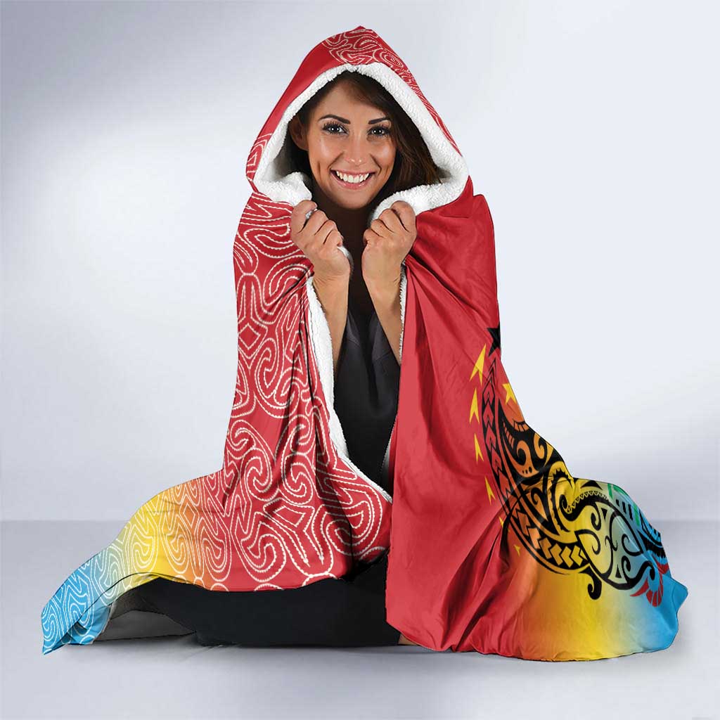 Personalised Torba PNG Day Hooded Blanket Oro Tapa Pattern - Polynesian Pride