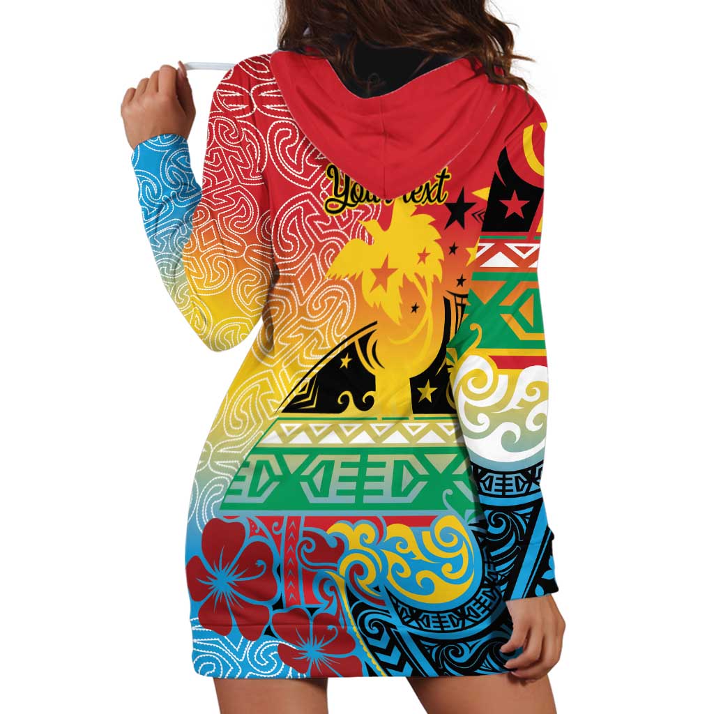 Personalised Torba PNG Day Hoodie Dress Oro Tapa Pattern - Polynesian Pride