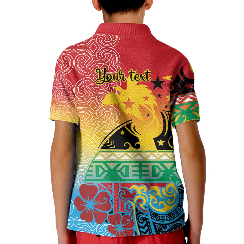 Personalised Torba PNG Day Kid Polo Shirt Oro Tapa Pattern - Polynesian Pride