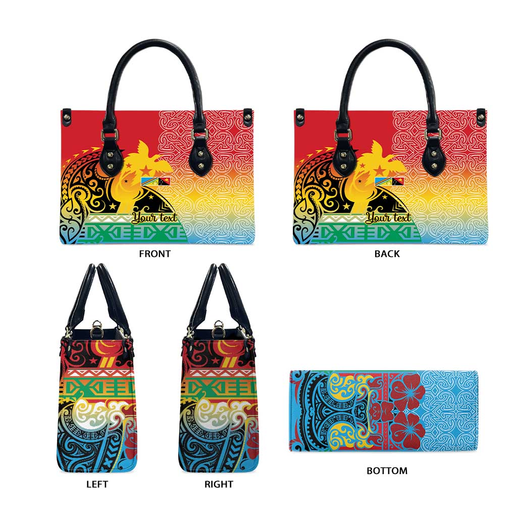 Personalised Torba PNG Day Leather Bag Oro Tapa Pattern - Polynesian Pride